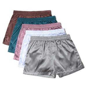 남성용 잠옷 반바지 부드러운 실키 속옷 남성용 복서 반바지 수면 바지 홈웨어 잠옷 루즈 라운지 반바지