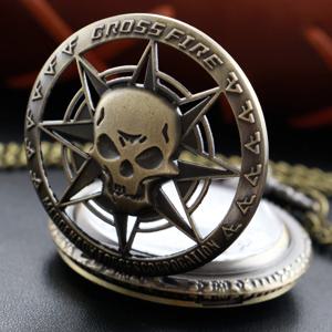카우보이 나이트 중공 해골 석영 주머니 시계 Steampunk 빈티지 펜던트 선물 체인 주머니 시계 Fob 시계 선물 남성과 여성