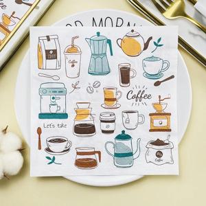 10/20pcs/Pac 커피 인쇄 종이 냅킨 크리 에이 티브 다채로운 냅킨 Placemats 바 장식 냅킨 가정용 얼굴 조직