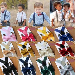 멜빵과 나비 넥타이 어린이 멜빵 2 ~ 7 세 어린이를위한 교정기 셔츠 용 핑크 멜빵 벨트 바지 홀더