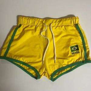 Y2k streetwear 브라질 자수 노란색 반바지 여성의 우아한 높은 허리 넓은 다리 여름 레저 섹시한 클럽 슬림 핫 짧은 바지