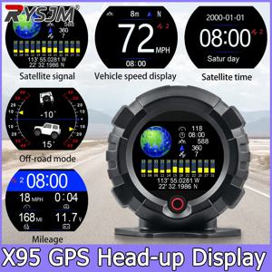 GPS HUD 속도계 X95 헤드업 디스플레이 차량 속도 표시 경사계 범용 간편 설치 경사 측정기 MPH/KMH