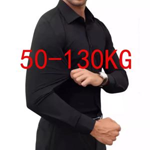 비다림질 4 면 탄성 남성 셔츠, 패션 비즈니스 원피스 캐주얼 남성 긴팔 단색 셔츠, 50-130KG