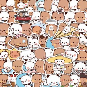 100PCS Kawaii Bubu 및 Dudu 스티커 귀여운 곰 커플 DIY 아이 장난감 낙서 장식 낙서 전화 병 스크랩북