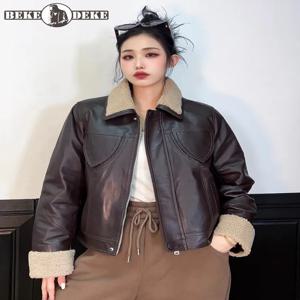 여성용 펑크 정품 가죽 재킷, 턴다운 칼라, 웜 다운 코트, 슬림핏, 하이 스트리트 양가죽 오토바이 재킷, 겨울