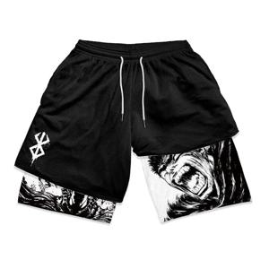 Y2K 남성 여름 streetwear anime maniac 플러스 사이즈 스포츠 및 피트니스 반바지 피트니스 트레이닝 반바지 트레이닝 반바지