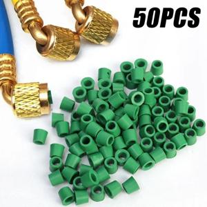 녹색 에어컨 100/50pcs 1/4 ''충전 호스 1/4'' 밸브 가스켓 매니 폴드 수리 씰 키트 교체 자동차 액세서리 새로운