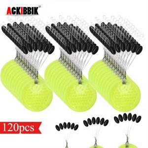 Ackibbik 120pcs 낚시 보버 스토퍼 낚시 액세서리 실리콘 공간 콩, 올리브 모양의 낚시 도구 물고기 보버 도구