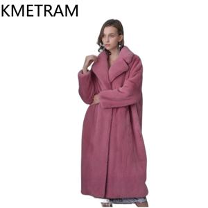 KMETRAM 천연 퍼플 라벨 등급 벨벳 밍크 퍼 재킷 여성용 고품질 롱 리얼 퍼 코트 겨울 의류 2025 퍼레스