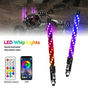 다채로운 깃대 나선형 안테나 휩 조명 리모컨 LED 깃대 조명 30cm/1ft UTV ATV 오프로드 트럭 샌드 버기용