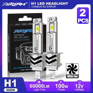 XSTORM H1 LED 라이트 전구 캔버스 60000LM 100w H3 H7 LED 헤드라이트 팬 장착 H1 터보 램프 자동차 헤드라이트 플러그 앤 플레이 6000K 12V