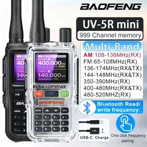 바오펑 UV-5R 미니 무전기 에어밴드 UHF/VHF 듀얼 워치 듀얼 PTT 프로그래밍 타입-C 캠핑 햄 라디오 무전기