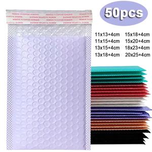 50PCS 보라색 버블 메일러 버블 패딩 우편 봉투 포장용 폴리 메일러 셀프 씰 배송 가방 버블 패딩