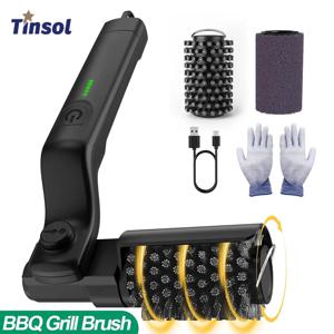 TINSOL 전기 바비큐 그릴 청소 브러시, 무선, 충전식, 회전 가능, 조절 가능, 고집스러운 기름때 청소용