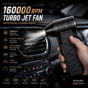 강력한 폭풍팬 160000RPM 터보 에어 블로워 고속 브러시리스 100단 속도 조절 터보 제트 블로워 LED 조명 포함