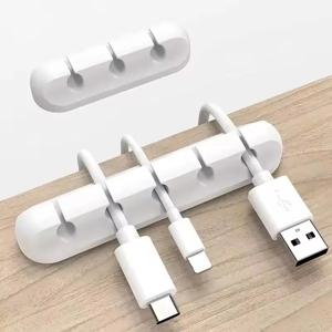 실리콘 USB 케이블 클립 와인더 정리기 원형 충전기 코드 클립 책상 정리 와이어 접착식 홀더 클램프 (가정 및 사무실용)