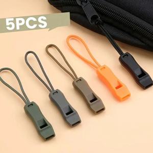 5Pcs 휴대용 비상 생존 호루라기(땋은 끈 포함) 야외 캠핑 하이킹 안전 신호 호루라기 멀티 컬러