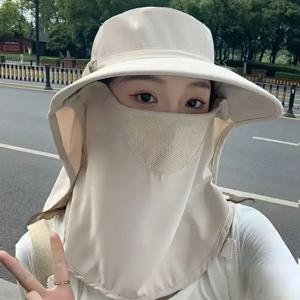 통기성과 자외선 차단 기능이 있는 햇빛 가리개, 얼굴 마스크와 목 보호대가 포함된 넓은 챙 모자, 야외 낚시 및 하이킹에 적합