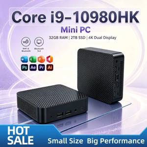 인텔 코어 i9 10980HK 2026 미니 PC 8코어 16스레드 2.4~5.3GHz 16GB DDR4 M.2 NVMe SSD 3x4K@60Hz WiFi6 저소음 냉각 데스크탑 프로