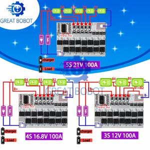 3S/4S/5S Bms 12V 16.8V 21V 3.7V 100A 리튬 이온 Lmo 삼원 리튬 배터리 보호 회로 기판 리튬 폴리머 밸런스 충전