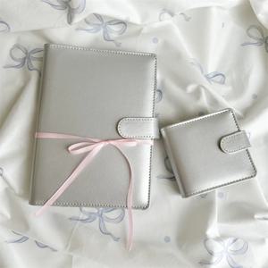 A5 A6 A8 SliverGold PU DIY 바인더 노트 커버 일기 일정 계획 종이 커버 학교 문구