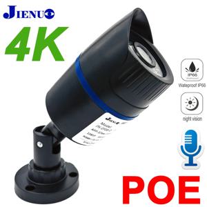 JIENUO 4K Poe 카메라 야외 Onvif 방수 IP 보안 야간 투시경 비디오 오디오 4MP 5MP 8MP Bullet HD 홈 캠 감시