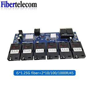 100/1000M 이더넷 광섬유 미디어 스위치 컨버터 기가비트 6*광섬유 포트 2*RJ45 FTTH 싱글모드 스위치 광섬유 PCBA 보드