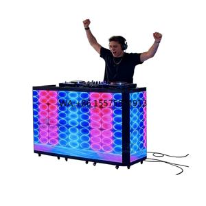 4500니트 P3.91 LED 스크린 무대 DJ 테이블 부스 접이식 휴대용 파사드 DJ 부스 클럽 LED 디스플레이 (컴팩트 플라이트 케이스 포함)