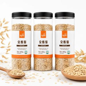국산 오트밀 400g 3봉 오트밀죽 오버나이트 대용량 무첨가 식단관리 아침대용
