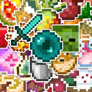 50Pcs 픽셀 게임 만화 스티커 휴대 전화 케이스 수하물 스케이트 보드 DIY 장식 방수 스티커 어린이 장난감