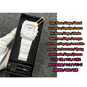 맞춤형 로고 이름 시계 남성용 고급 그린 마블 텍스처 사각 쿼츠 손목시계 개인 맞춤 캐주얼 방수 PC 스트랩 시계