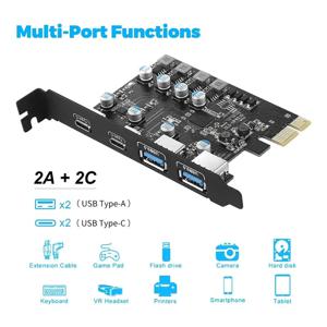 (A65I) 4포트 PCIE-USB 3.0 확장 카드 데스크탑 PC용 PCI Express 어댑터 카드, WindowsXP/7/8/10 지원