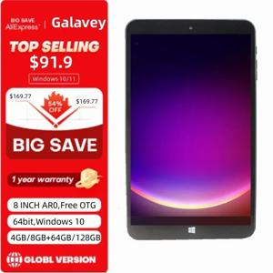 무료 OTG 케이블, 64 비트 8 인치 AR0 태블릿, 4GB, 8GB RAM, 64GB, 128GB ROM, 1280x800 IPS, 윈도우 10 CPU 듀얼 카메라 쿼드 코어