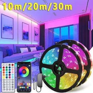 음악 동기화 RGB LED 스트립 조명, 유연한 리본 테이프, 방 침실 장식, TV 백라이트, 10m, 20m, 30m