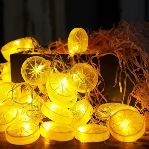 LED 레몬 화환 오렌지 슬라이스 스트링 라이트, 마당 웨딩 홈 파티 침실 장식, 배터리 램프, 휴일 조명
