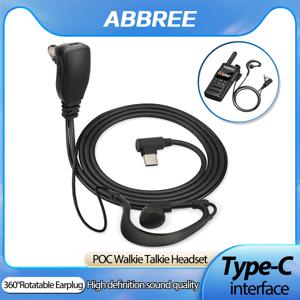 ABBREE PoC 네트워크 워키 토키 헤드셋 Type-C 고화질 음질 GP-268 GP-298 ZELLO 라디오 용 PTT 마이크 내장