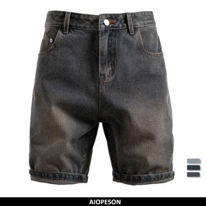 AIOPESON Mens 2025 여름 레트로 캐주얼 데님 반바지 슬림 피트 빈티지 코튼 블렌드 편안한 세련된 데님 반바지
