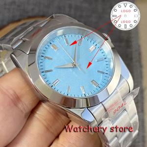 맞춤형 36mm/39mm Tandorio 빈티지 아이스 블루 다이얼 NH35A 자동 시계 고정 베젤 남성용 시계 20ATM 사파이어 유리