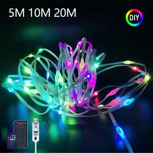 드림컬러 가랜드 LED 스트링 라이트 USB WS2812B 블루투스 앱 제어 RGBIC 어드레서블 요정 조명 크리스마스 웨딩 장식용