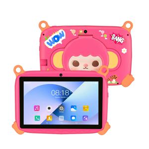 어린이용 7인치 태블릿, 만화 원숭이 패턴, 쿼드 코어, 4GB 램, 64GB 롬, 안드로이드 13, 구글 인증, 학습 교육용 게임 탑재