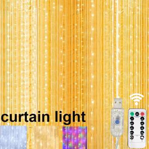 USB 리모컨 LED 커튼 조명 8가지 모드 웨딩 가든 파티 침실 벽 창문 홈데코 이드 장식 LED 가랜드 램프