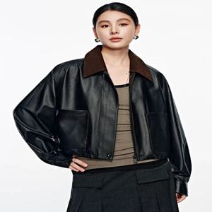 여성용 캐주얼 크롭 가죽 자켓 2026년 봄 가을 신상 고급 심플 얇은 솔리드 소프트 리얼 양가죽 코트