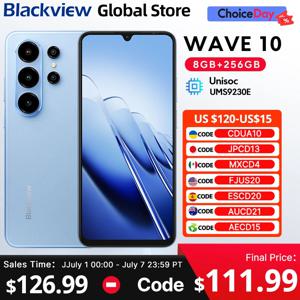 블랙뷰 WAVE 10 스마트폰 6.88인치 HD+ 120Hz IPS 디스플레이 옥타코어 8GB 128GB 32Mp 카메라 5000mAh 3개의 카드 슬롯 안드로이드 16 휴대폰