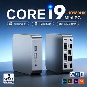 미니 PC 인텔 코어 i9 10980HK i3 6100U 윈도우 11 프로 게이밍 컴퓨터 소형 HD 그래픽 WiFi6 16GB 32GB 램 1TB SSD 듀얼 데스크탑
