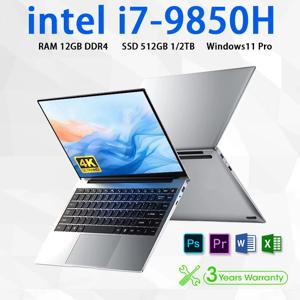 인텔 코어 i7 9850H 아톰 A3950 윈도우 11 프로 노트북 게이머용 SSD 1TB 램 16GB 휴대용 노트북 컴퓨터 게임용 14.1인치 노트북 PC