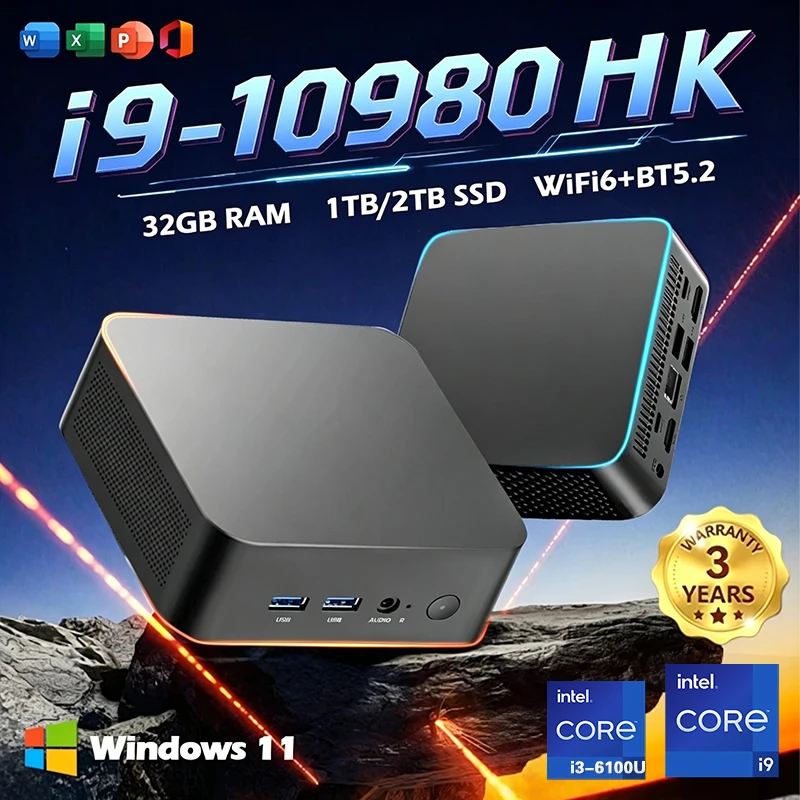 2026 미니 PC 인텔 코어 i9 10980HK i3 6100U 윈도우 11 게이밍 컴퓨터 데스크탑 PC 램 16GB SSD 1TB WiFi6 BT5.2 휴대용 게이머 PC