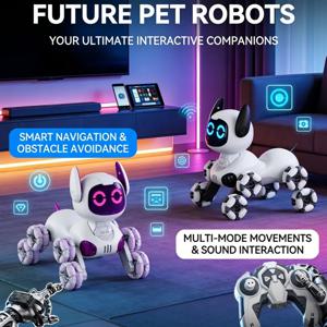 8륜구동 RC 스마트 AI 로봇 강아지 자동차 장난감, 어린이용 리모컨 스턴트 드리프트 자동차, 터치 감지 음악 전동 장난감, 어린이 남자아이들을 위한 선물