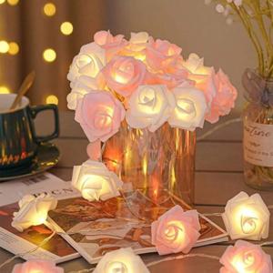 1PC 10/20LED 장미꽃 요정 조명, 발렌타인 데이 웨딩 침실 실내 미적 장식용 LED 스트링 조명