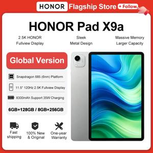 글로벌 버전 HONOR Pad X9a 11.5인치 120Hz 2.5K 풀뷰 디스플레이 스냅드래곤 685 슬림 메탈 바디 태블릿 WiFi/LTE 안드로이드15 8300mAh