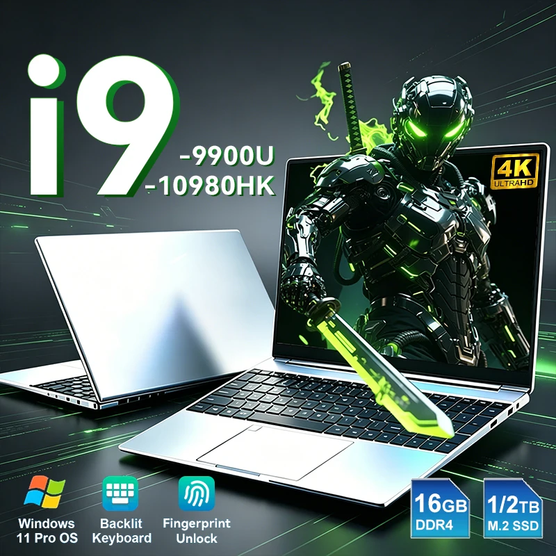 2026 인텔 코어 i9 10980HK 9900U 노트북 윈도우 11 프로 16GB 램 1TB 2TB SSD 휴대용 게이밍 노트북 컴퓨터 15.6인치 노트북 PC